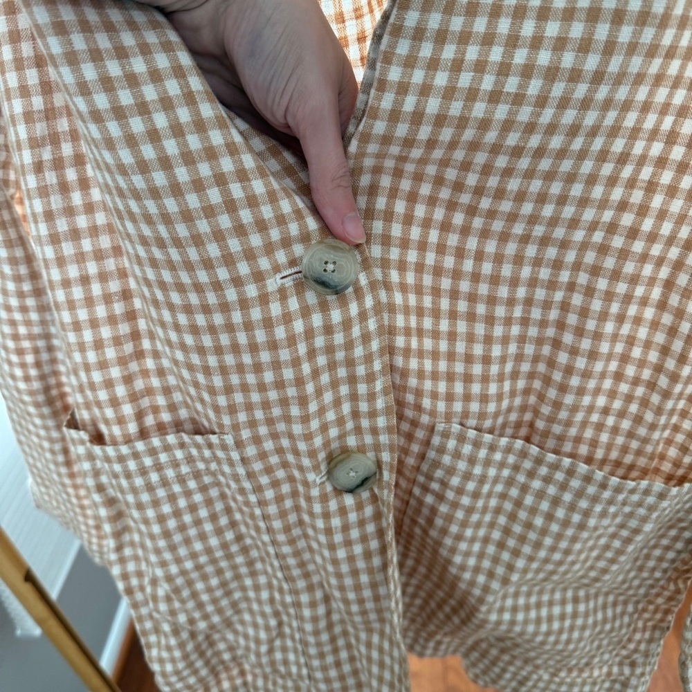 Madewell linen Dorset Blazer in Gingham check - Picture 4 of 9